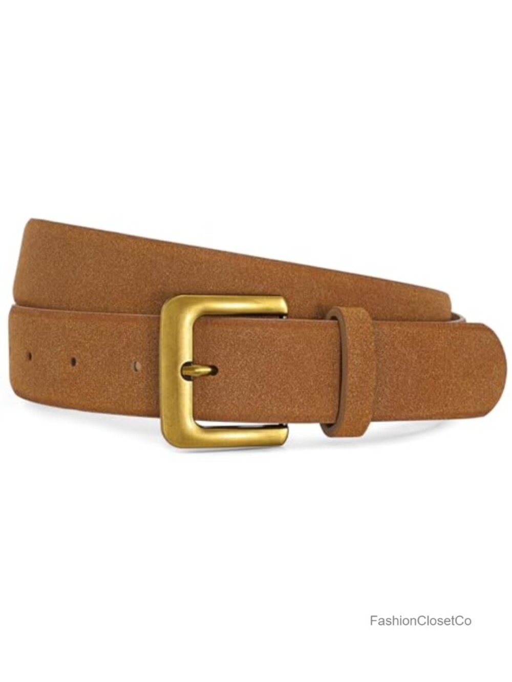 Women Suede Belt Chunky Waist Retro Gold Buckle for Jeans Dresses